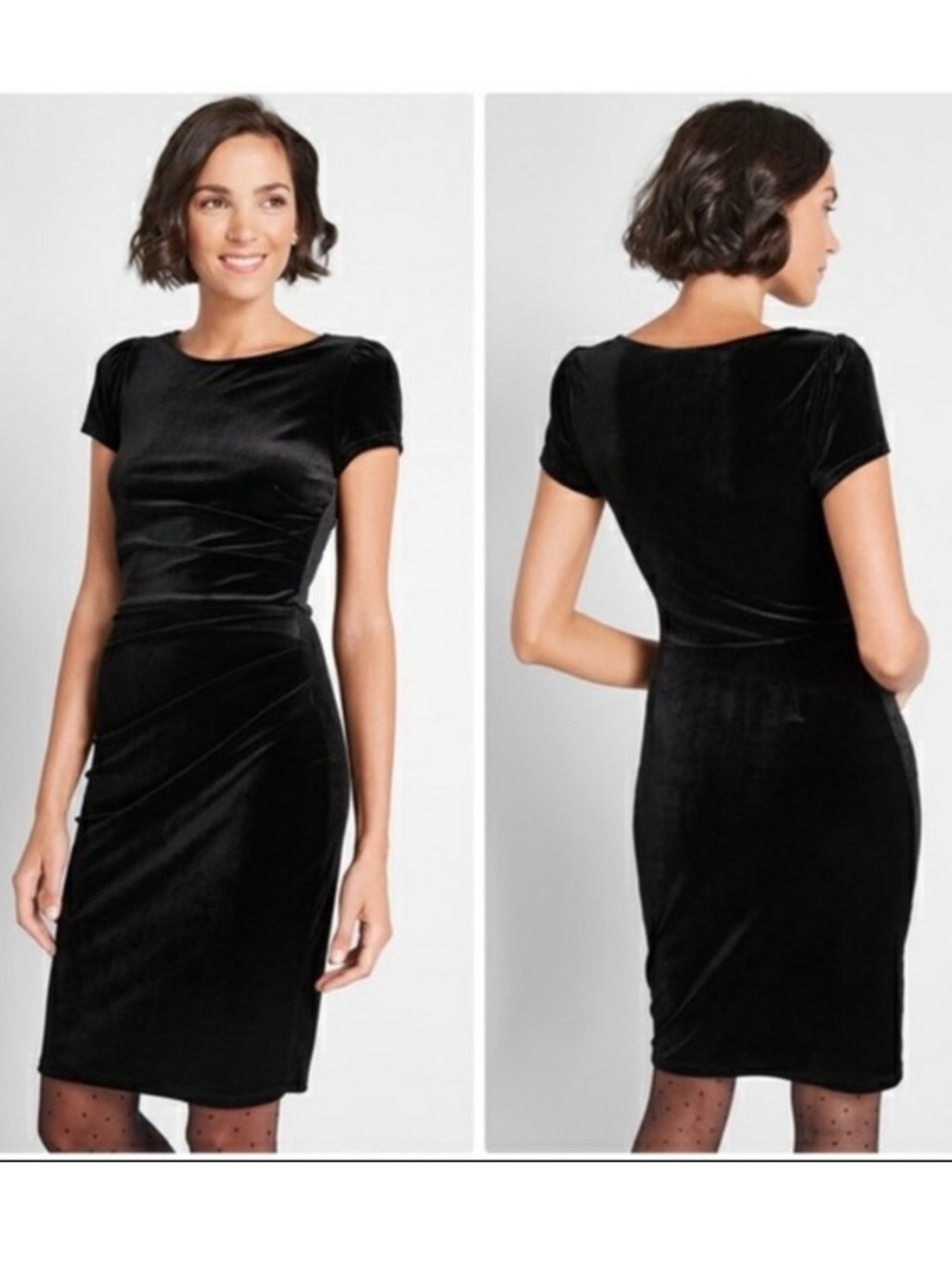 ModCloth Dashing Debut Velvet Sheath Dress Black Small